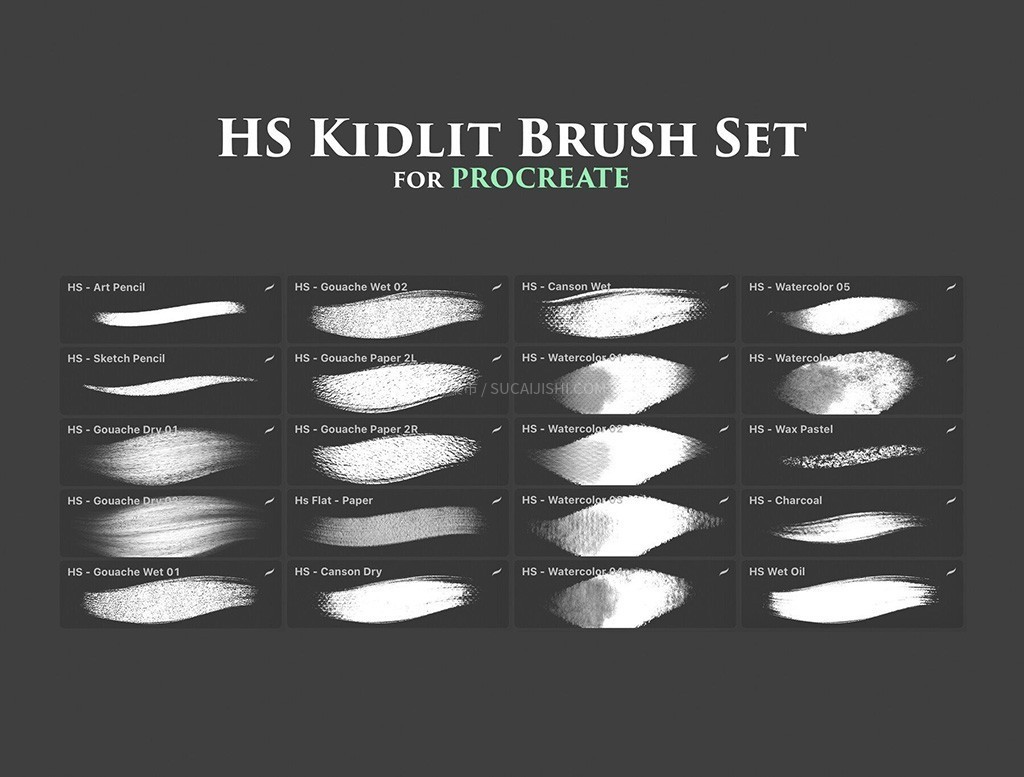 30+儿童绘本水粉彩铅Procreate笔刷